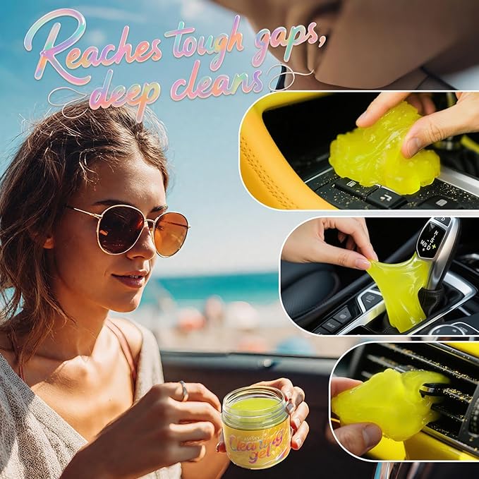 ASFSKY Car Cleaning Gel (Grape,Lemon,Blueberry,Hami) Cleaning Putty Universal Dust Cleaning Car Interior Cleaner Keyboard Dust Remover Car Slime Gifts for Men Women Girl