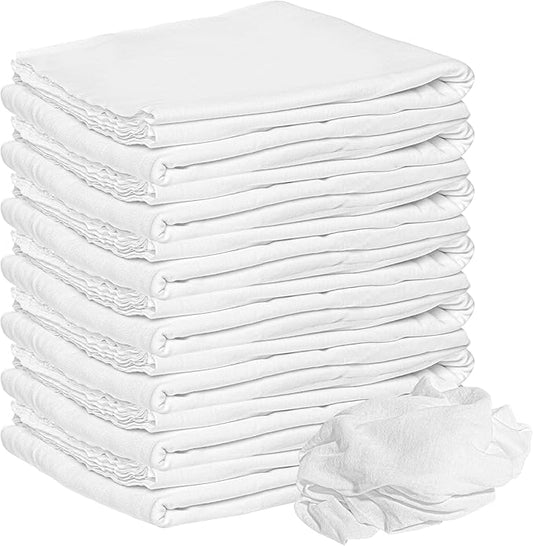 Nabob Wipers New Lint Free Cloth (3 Pack) - 100% Cotton Cleaning Rags Exact Cut - Premium White Rags for Cleaning House - White Rags for Dusting, Staining, Polishing, Painting 18"x18"