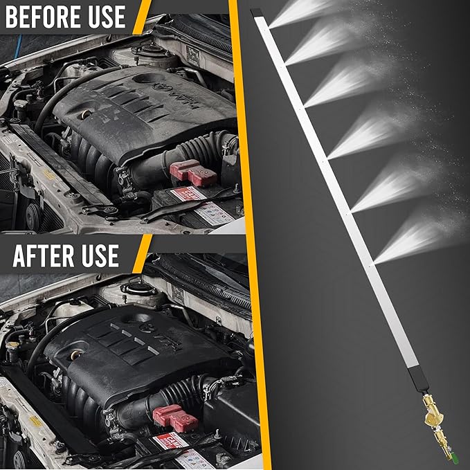 47" Radiator Cleaning Wand, 4500 PSI High Pressure Washer Tool with 6-Hole Nozzle & Cleaning Brush, Extra Long Stainless Steel Cleaner for Car Truck RV HVAC Condenser (120cm)