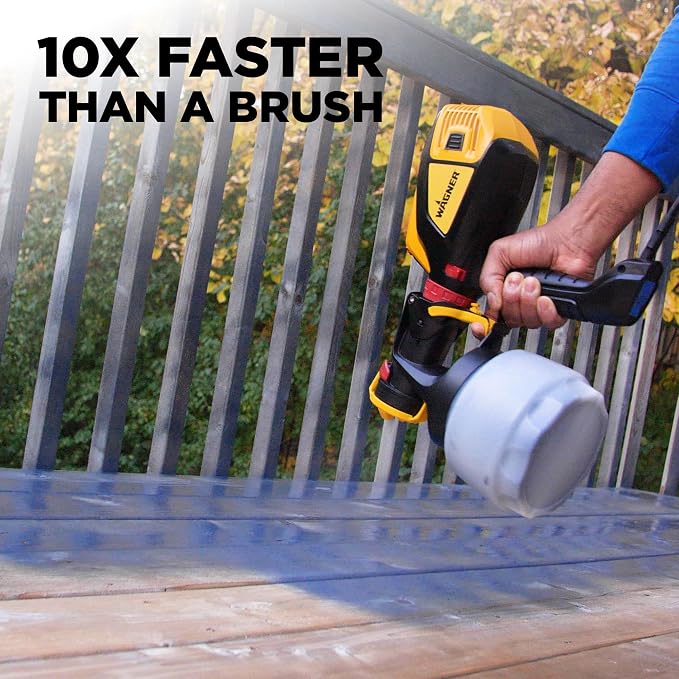 Wagner Spraytech 02419307 FLEXiO 595 Handheld HVLP Paint Sprayer, Sprays Most Unthinned Latex, Includes Two Nozzles - iSpray & Detail Finish Nozzle, Complete Adjustability, Lightweight Design