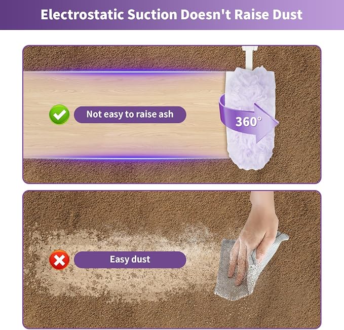 360° Duster Refills for S-wiffer Dusters,Multi Surface Thickened Heavy Duster kit for Cleaning inclue 40 Count Disposable Dust Refills with 1 Extension Handle