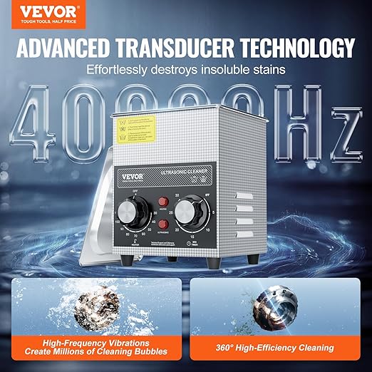 VEVOR 2L Ultrasonic Cleaner with Heater Timer & Basket, Professional Digital Sonic Cavitation Machine, 60W Cleaning Machine for Watch Instruments, Glasses, Coin, Metal Parts, Tool