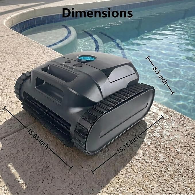 Cordless Robotic Pool Vacuum Cleaner, Intelligent Route Planning, Wall & Waterline Climbing, 120-Min Runtime, for Above Ground/Inground Pools up to 2000 sq. ft, APP Support,Blue