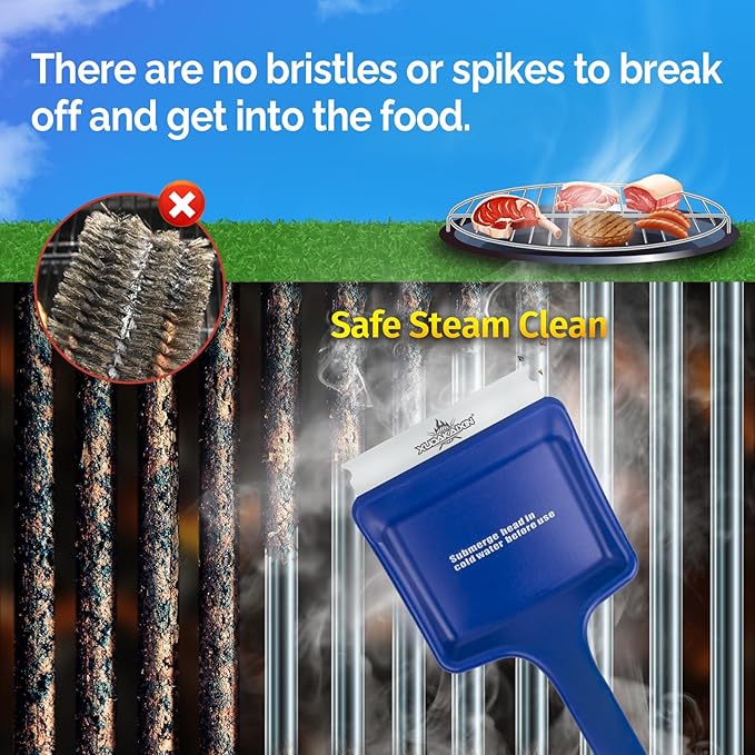 XUDAKAIXIN 19" Large Bristle-Free Steam Grill Brush,Replaceable BBQ Cleaning Head,Safe Grill Accessories for Cast Iron/Porcelain/Weber Gas/Charcoal Grill,Grill Cleaner for Outdoor Grill