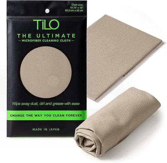 TiLO Microfiber Cleaning Cloth – 19 x 13-inch Microfiber Cleaning Cloths – Ultra-Absorbent and Reusable – Soft Polishing Cloth for Dust, Grease, Dirt – Non-Abrasive – Beige