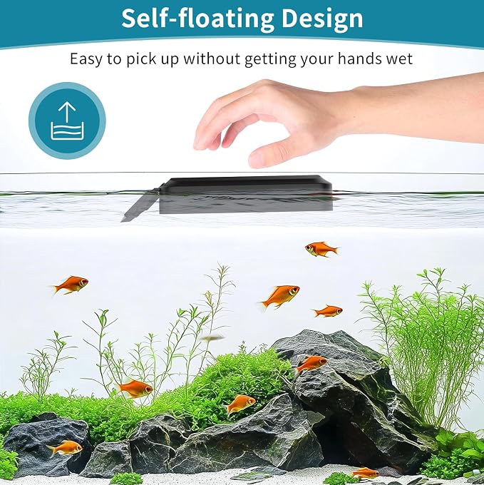 Hygger Aquarium Magnet Glass Cleaner, Magnetic Fish Tank Cleaner With 2 Blades for Glass and Acrylic Aquariums, Aquarium Algae Scraper with Super Strong Magnet for fish tanks 0.25-0.5 inches thick (M)