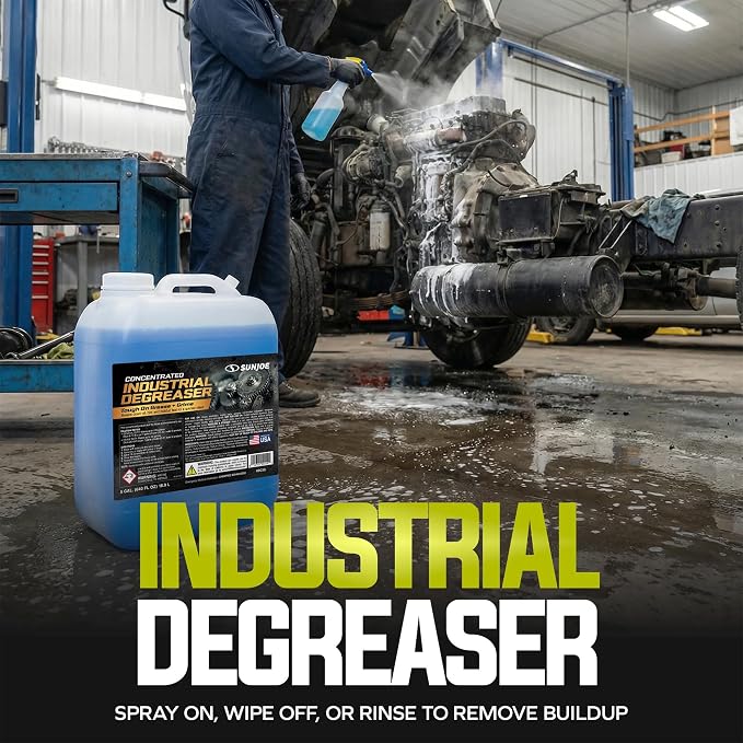 Sun Joe Concentrated Industrial Degreaser Heavy-Duty Cleaner for Engines, Tools, Concrete and Machinery, Multi Surface Grease Remover, 5 Gal, HDC5G