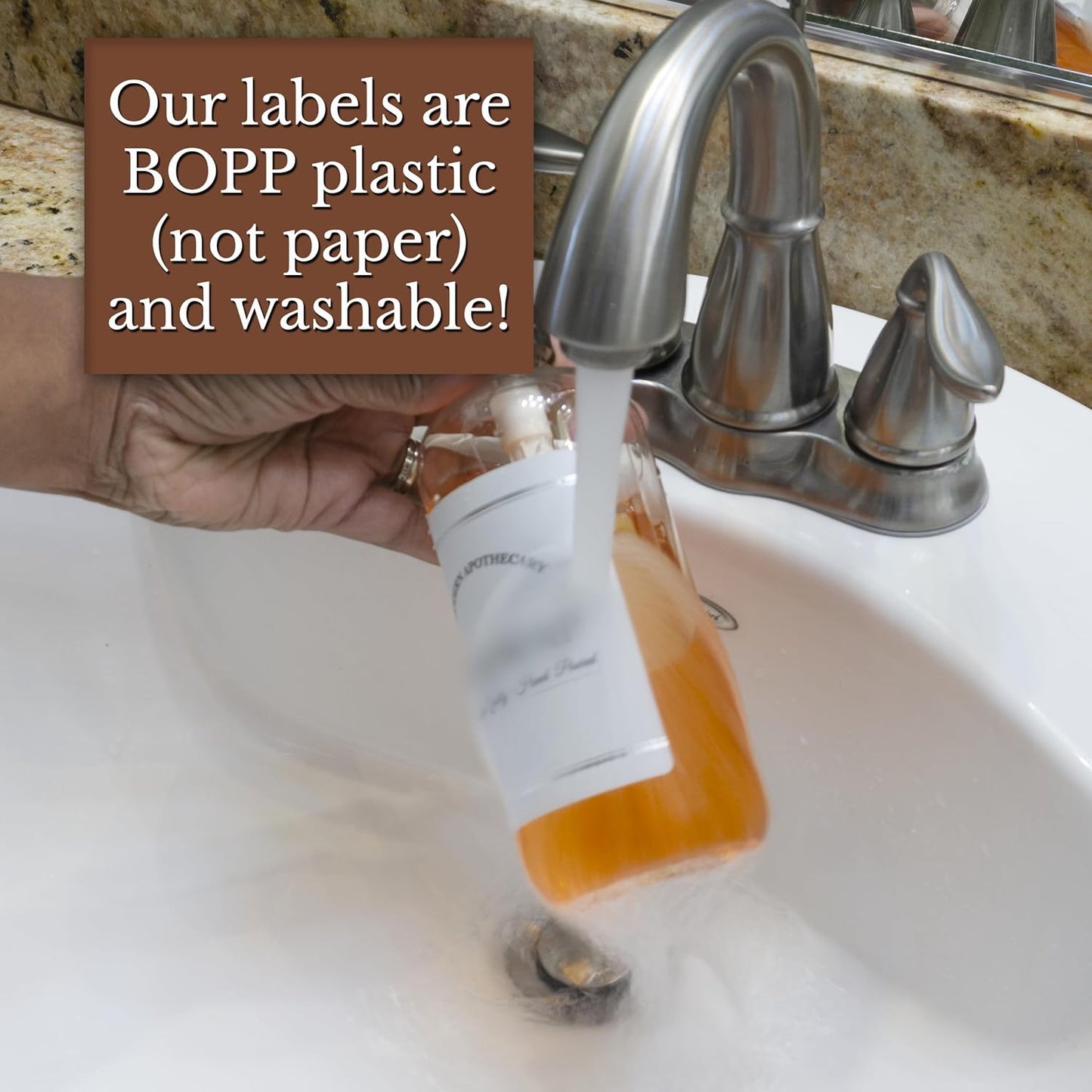 Refillable Clear PET Plastic 16 oz Body Wash Bottle with High Output Black Plastic Pump Dispenser - Chrome Accent Waterproof Labeled Bottle