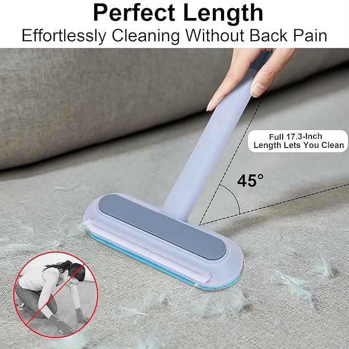 Pet Hair Remover – 4-in-1 Reusable Dog & Cat Hair Removal Tool, Standard Handle (17.7"), 1-Pack, No-Bend Lint Brush for Furniture, Couch, Carpet, Car Seats & Window Screens