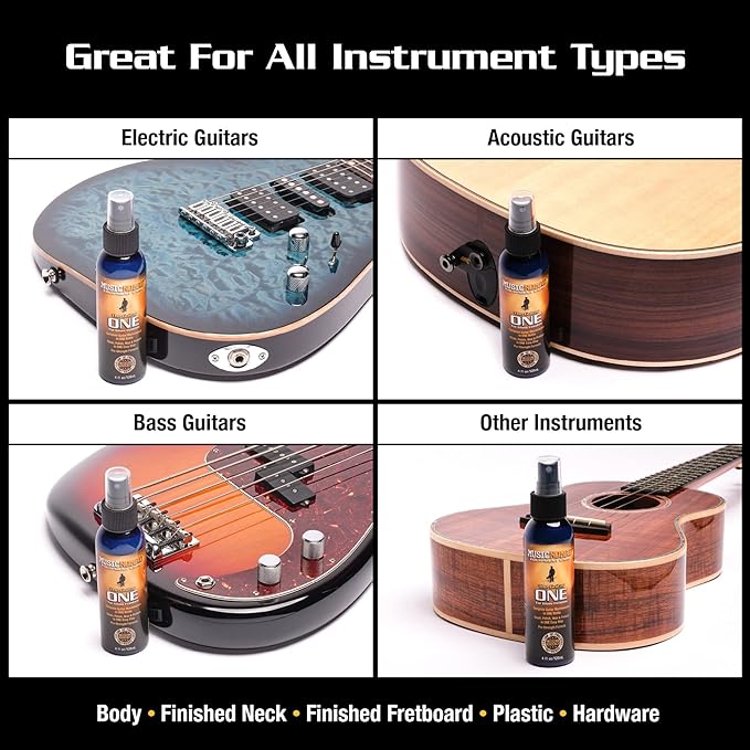 MusicNomad Guitar Complete Cleaning & Care Kit: Cleaner, Polish, Fretboard Oil & 2 Cloths (MN108)