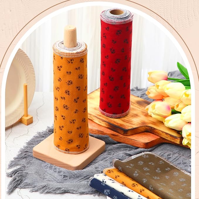 Redbaker 50 Pcs Reusable Paper Towels Paperless Reusable Cotton Cloths Toilet Absorbent Washable Paper Towels with Roll Kitchen Dishcloth for Kitchen Paperless Dishcloths(Rose)
