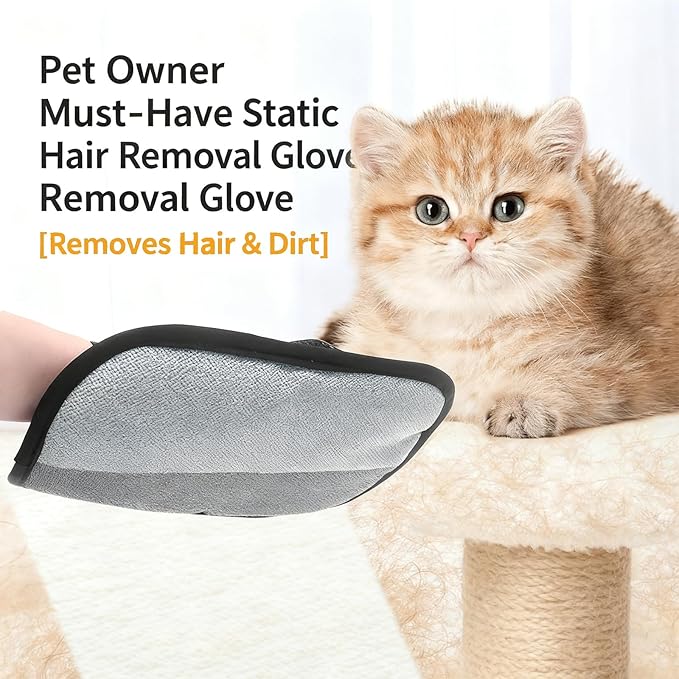 Pet Hair Removal Glove for Dogs and Cats, Reusable 5-Finger Electrostatic Pet Hair Remover, Washable Grooming & Cleaning Glove for Couch, Carpet, Clothing, Car Seats
