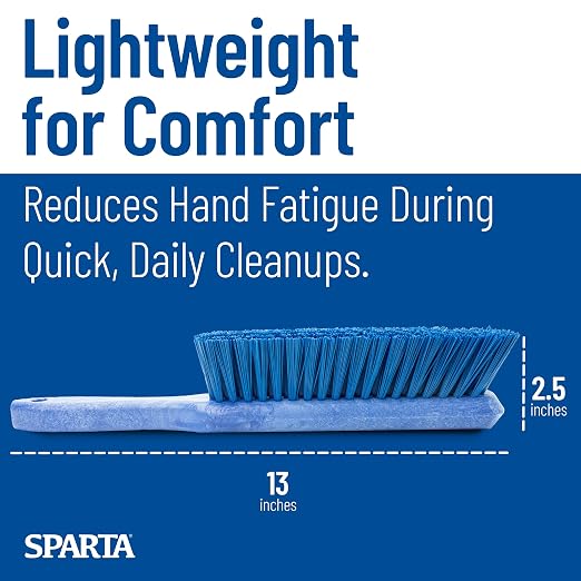 SPARTA 8 Inch Soft Counter Brush with Polyester Bristles and 5 Inch Handle, Color Coded Handheld Broom for Tables Countertops and Foodservice Surfaces, 13 Inch Overall Length, Blue
