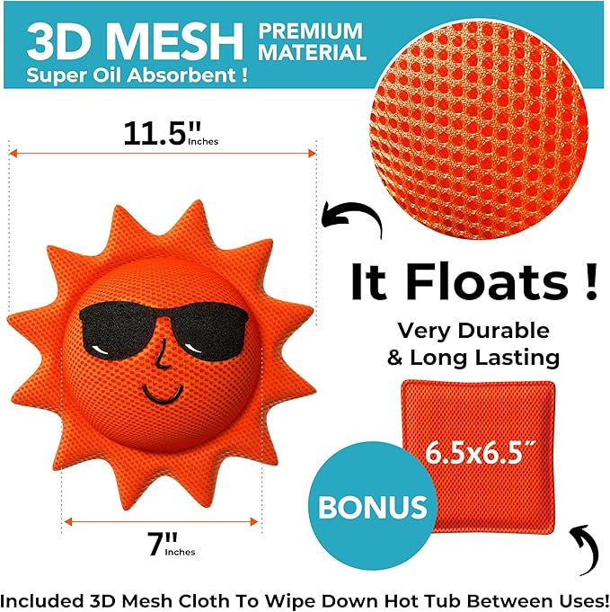 BubbyShine, Hot Tub Scum Absorber for Spa Hot Tub Cleaner - Hot Tub Accessories for Adults, Hot Tub Scum Sponge for Hot Tub Oil Absorbing Sponge for Hot Tub, Hot Tub Sponge Scum Remover, 1 Pack