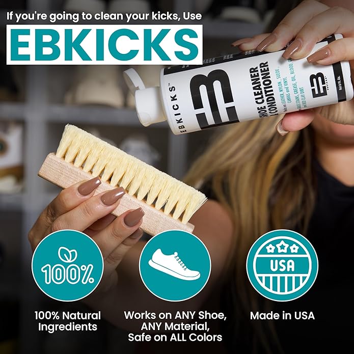 EBkicks Shoe Cleaner Kit with Bottle and Brush + 2 sponge & white touch up For For Suede, Leather, Whites, canvas and Nubuck