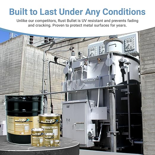 RUST BULLET Industrial - Metallic Gray - Six Shooter (6) 4 Oz Kit - Rust Preventative Coating for Industrial, Marine, Home and Farm Projects, Chip and UV Resistant, Durable Finish