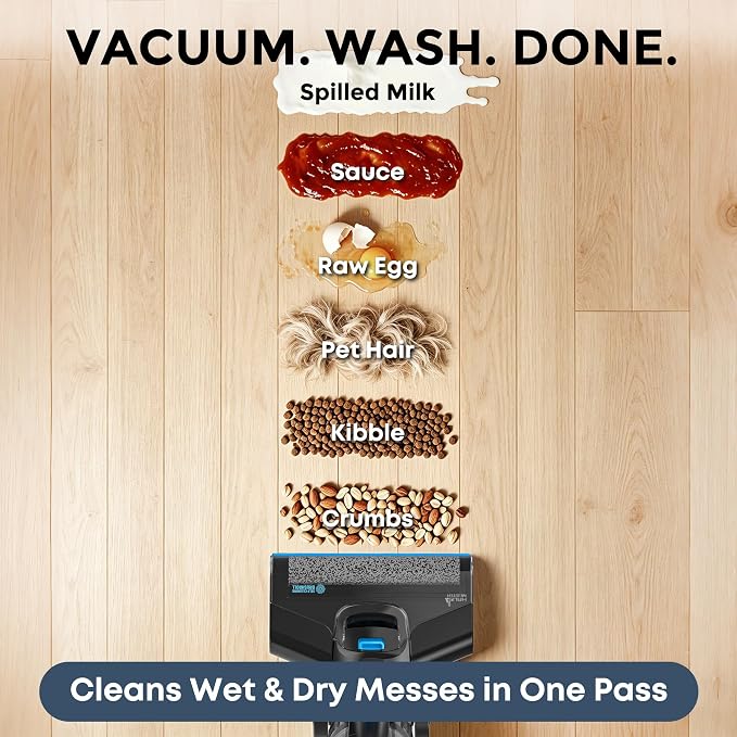 HAUSMEISTER Hydroflex Pro Max Cordless Floor Washer, 30KPA Wet Dry Vacuum Mop with Self-Cleaning Base, Vacuum and Mop Combo for Hard Floors & Pet Hair, 40Min Runtime