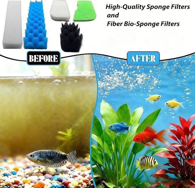 42 Packs 306/307 Canister Filter Replacements Compatible with Fluval 306/307 Aquarium Filters, Includes Filter Media Set with Biofoam, Activated Carbon, and Ceramic Rings, Upgraded Version