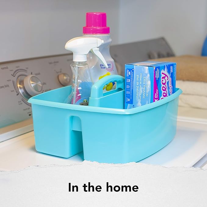 Storex 2-Compartment Large Caddy – Multipurpose Classroom Organizer with Handle, Teal, 6-Pack (00959F06C)