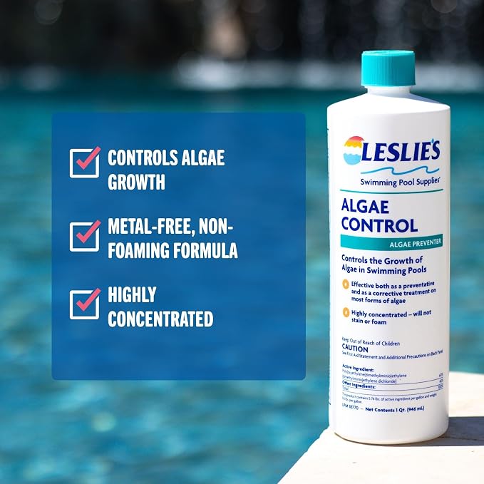 Leslie's Algae Preventative - Non-Staining Algae Control for Swimming Pools, Spas, and Hot Tubs - 1 Gallon