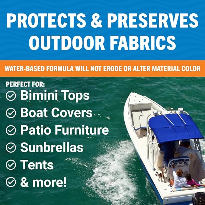 Better Boat Waterproofing Spray for Fabric 1 Gallon, Heavy Duty Water Proof Spray for Outdoor Canvas, Jackets, Tents, Clothing and Boots, Water Repellent Protector