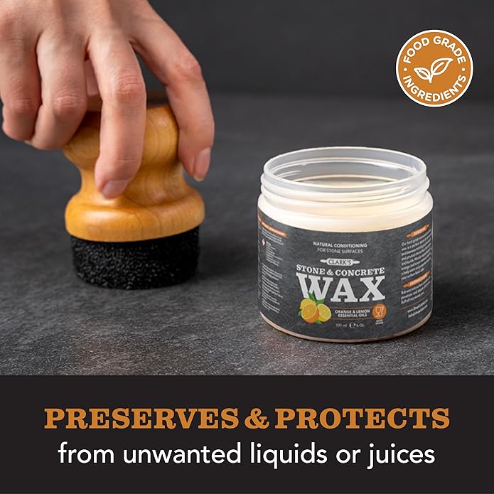 CLARK'S Natural Stone Daily Cleaner and Wax Care Kit - Includes Soapstone, Slate, & Concrete Wax, (6oz), Spray (12oz), Applicator, Microfiber Towel & Buffing Pad, Enriched with Lemon & Orange Extract