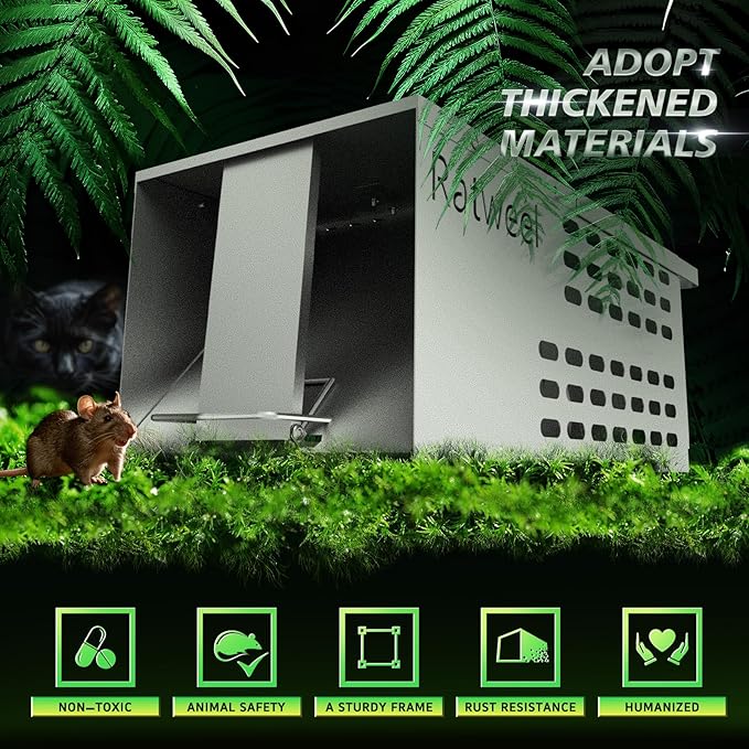 Humane Rat Trap Live Mouse Trap Indoor Catch and Release Animal Cage Multi Large Bait (2 Pack)