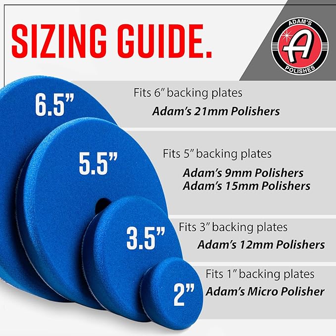 Adam's Polishes Premium Polisher Pads Bundle - Expertly Designed to Make Polishing and Paint Correction Easier and Quicker - Color Coded to Match with Recommended Polishes or Compounds (5.5" Pads)