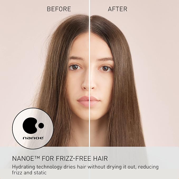 Panasonic nanoe Compact Hair Dryer EH-NA2C-W (White) - Japanese Nanoe Techonology, Foldable Travel Blow Dryer with Oscillating Quick Dry Nozzle, 1400W Lightweight Portable Hair Dryer, Anti-Frizz