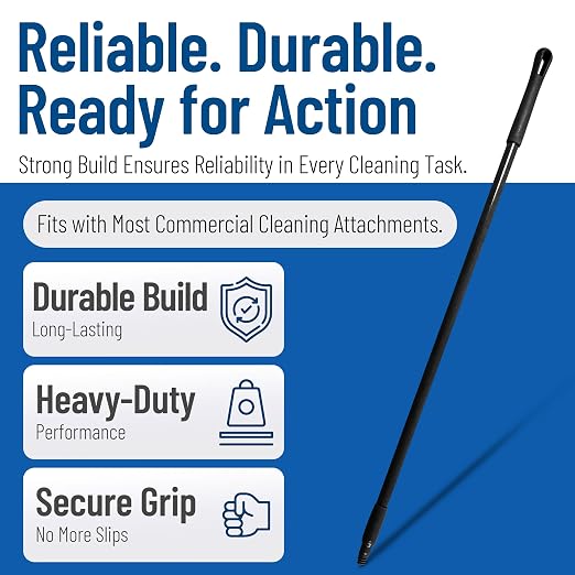SPARTA 48" Fiberglass Replacement Handle with 3/4" Acme Thread Tip, Polyester Veil Reinforced, Hanging Cap, Commercial Cleaning, Black (Pack of 12)