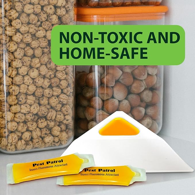 Greenway Pantry Patrol Traps, Non-Toxic Pantry Moth and Insect Control, Gel-Based for Flour Beetles, Grain Storage, and Kitchen Use, 1 Pack (Includes 2 Traps and 2 Lures)