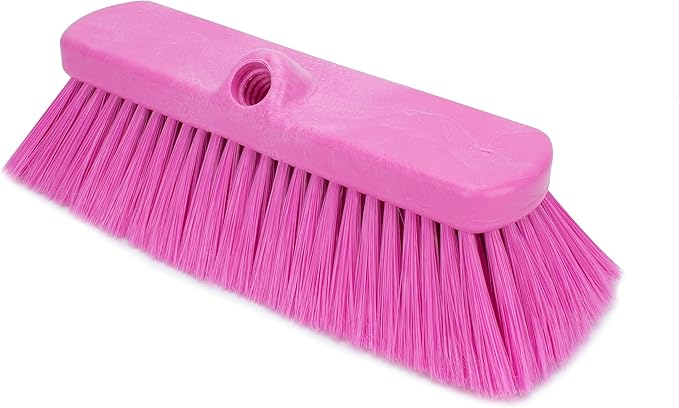 SPARTA 41278EC26 Flo-Thru Plastic Wall Scrub Brush, Equipment Brush With Soft Nylex Bristles For Industrial Kitchens, Hospitals, Commercial Cleaning, 4 Inches, Pink, (Pack of 12)