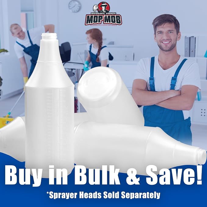 Commercial-Grade Chemical Resistant 24 oz Bottles ONLY 4 Pk Embossed Scale For Measuring. Pair With Industrial Spray Heads For Auto/Car Detailing Janitorial Cleaning Supply or Lawn Care.