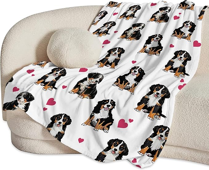 Bernese Mountain Dog Blanket Bernese Mountain Dog Gifts and Decor Cute Dog Throw Blanket Dog Blanket for Girls Women Kids Adults Soft Warm Cozy Fleece Blanket for Couch Sofa Bed 50"x40"