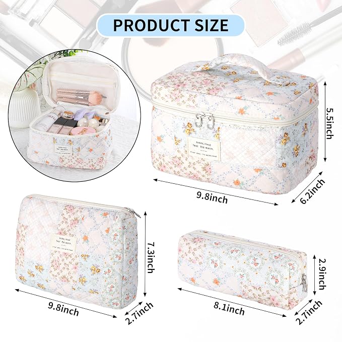 Senbowe Makeup Brush Cleaner and Large Cotton Floral Makeup Bag