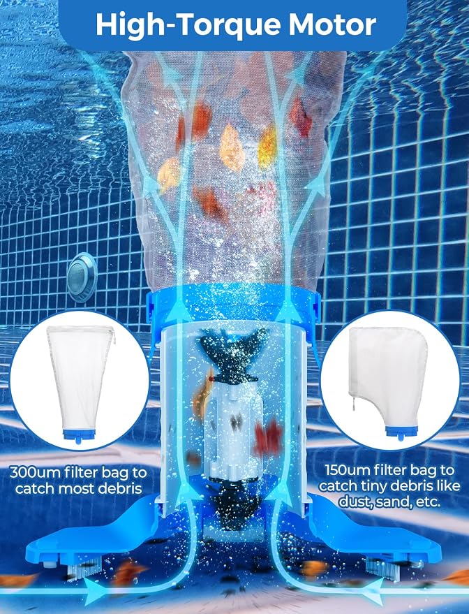 Pool Leaf Vacuum with 71.7in Telescopic Pole, 83GPM Powerful Suction, Rechargeable Cordless Pool Skimmer with 90Mins Runtime for Inground & Above Ground Pools, Pool Vacuum for Debris and Leaves