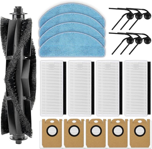 (20 Pack) L8000 Plus Replacement Parts Compatible with Tikom L8000 Plus Robot Vacuum Cleaner, 1 Roller Brush, 6 Side Brushes, 4 HEPA Filters, 5 Dust Bags, 4 Mop Pads, Accessories Kit