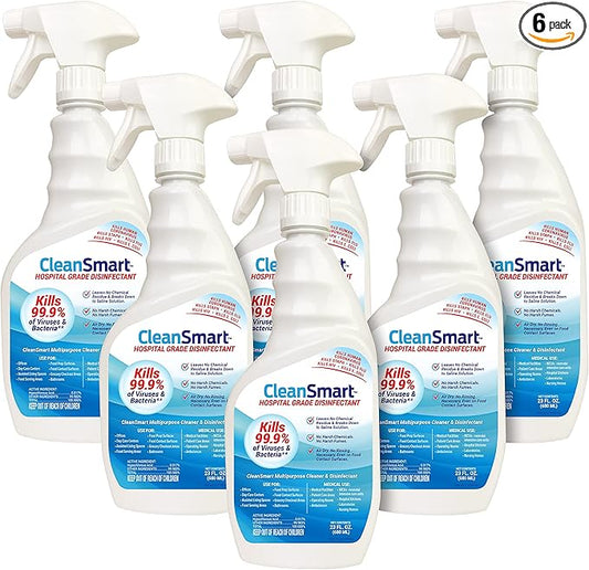 CleanSmart Hospital Disinfectant, Kills 99.9% of Viruses and Bacteria, Hypochlorous Acid Technology, EPA Registered, 23 oz, (Pack of 6) (HOCL)