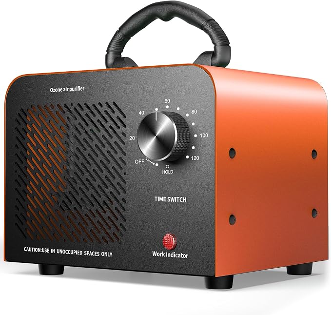 Hadlook Ozone Generator, 48,000mg/h High Capacity O3 Machine for Large Spaces Up to 4,000 Sq Ft, Portable Odor Eliminator for Car, Home, Basement, Smoke, Pets, and Commercial Use, Orange