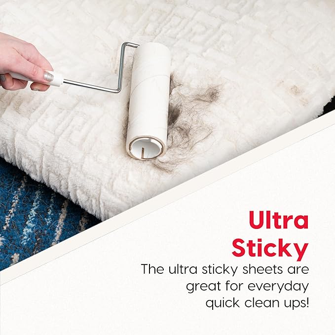 IRIS USA Extra Sticky Lint Roller, Value Pack Comes with Storage Box, Standard and T-Handle Roller, Refills, 90 Sheets/Roll, 1260 Sheets Total, Easy Tear Lint Remover for Dog Cat Pet Hair on Bed Car