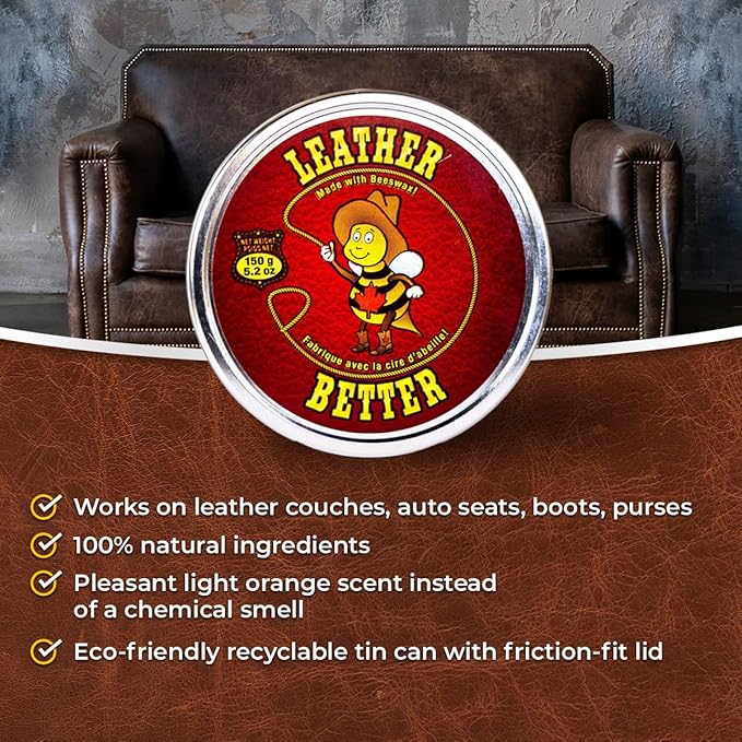 Leather Better Natural Leather Furniture Conditioner - for Boots, Shoes, Purses, Car Seats, Jackets, and Couches/Restore Moisture and Prevent Cracking (40.2 oz)