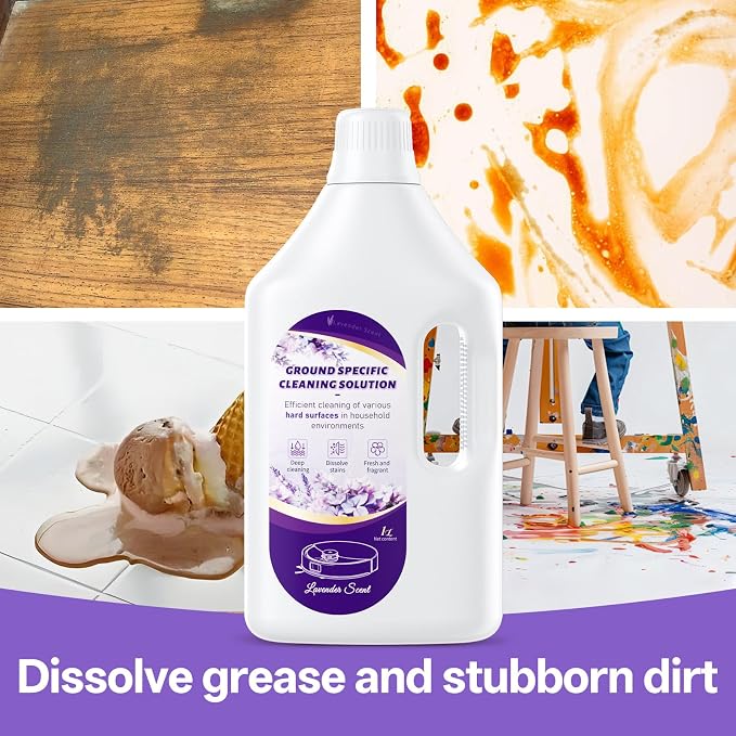 1 L Floor Cleaning Solution Lavender Scent, Compatible with Roborock/Shark/Bissell/Swiffer/IRobot/Eufy Quick Drying Without Residue Suitable for All Robot Vacuums and Wet Dry Dual-Use Vacuum Cleaners