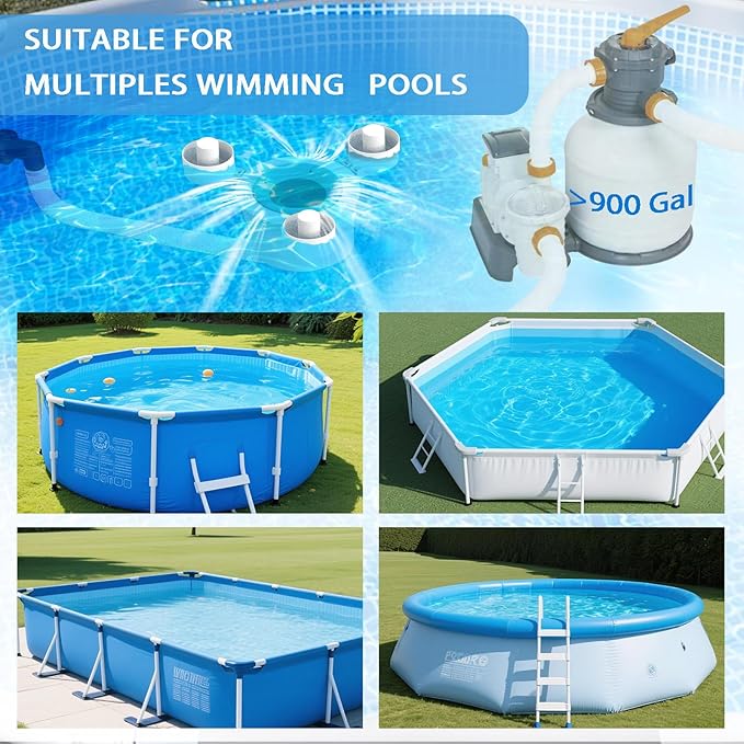Above Ground Pool Skimmer,No Installation Required, no Adjustable Bracket Required,Comes with 10 Filter Socks, Special Note: The Pool Pump Flow Rate Must not Exceed 1100 GPH(Turquoise)