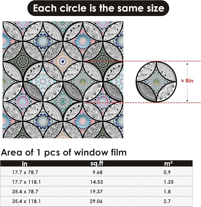 DKTIE Static Cling Decorative Window Film with Installation Tools Non Adhesive Privacy Film, Stained Glass Window Film for Bathroom Shower Door Heat Cotrol Anti UV 17.7 x 78.7 Inch