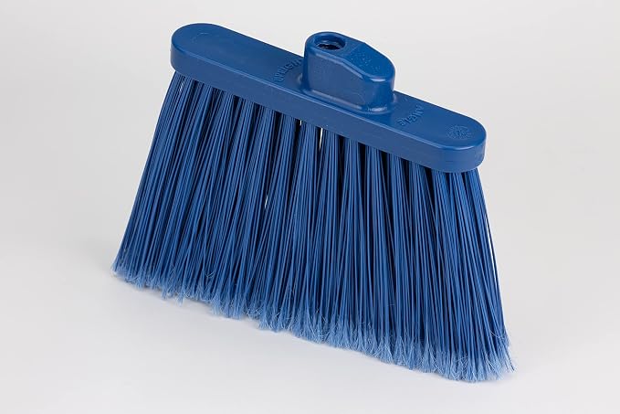 SPARTA 41082EC14 Plastic Color Coded Broom, Flagged Bristles, Long Broom With Angled Head For Large Debris, 56 Inches, Blue, (Pack of 12)