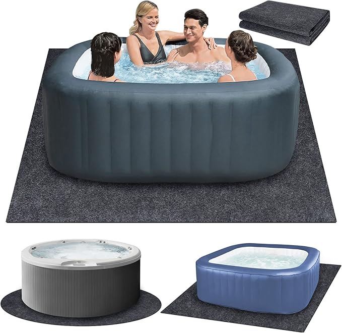 90 * 90 inch Hot Tub Pad, Inflatable Hot Tub Mat - Outdoor/Indoor, Waterproof Slip-Proof Backing, Absorbent Spa Pool Ground Base Flooring Protector