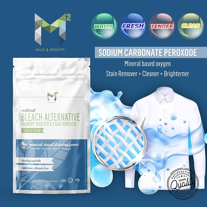 Bleach Alternative Stain remover Laundry Booster to Brighten Whites, Chlorine Free, Natural Mineral Based Powder 2.5 Pounds