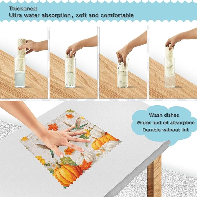 Sunflower Pumpkin Hummingbird Kitchen Towels Dish Cloths Set of 6 Microfiber Cleaning Cloths for Cars Super Absorbent Machine