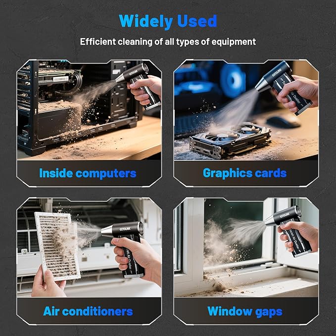L8 Compressed Air Duster 180,000 RPM 4-Speed Electric with TurboJet Mode, 8000mAh Battery & Cleaning Kit, for Desktop, PC, Keyboard, Laptop, Car, Home
