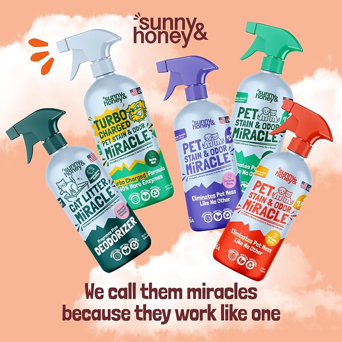 Sunny & Honey Turf Cleaner for Pet Urine Outdoors, 32 fl oz Orange | Enzymatic Yard Deodorizer for Dog Urine and Poop - For Artificial Grass and Decks - Pet and Plant Safe - Brightens Patios